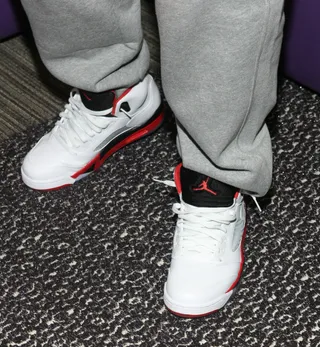 Js On Deck - Nelly styles on 'em with the Js while backstage at 106. (Photo: Bennett Raglin/BET/Getty Images for BET)