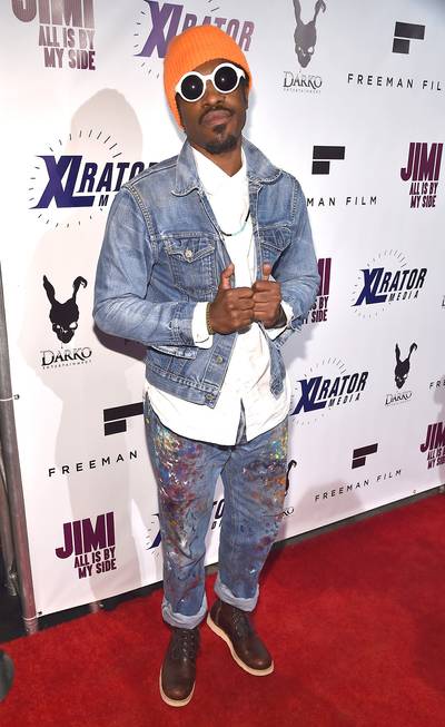 Renaissance Man - Prolific MC&nbsp;Andre Benjamin,&nbsp;aka &quot;Andre 3000&quot; of OutKast, arrives to the Hollywood premiere of his new film,&nbsp;Jimi: All Is by My Side, the biopic of legendary musician Jimi Hendrix&nbsp;at ArcLight Cinemas in Hollywood, California. (Photo: Alberto E. Rodriguez/Getty Images)