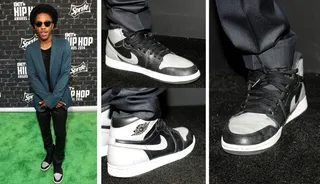 Dillon Cooper - Dillon Cooper complemented his blazer and jeans with an all-time classic: the Air Jordan 1's. The pair he chose are known as the "shadows." (They come with a grey/black color combo.) He also made mention that this is his "lucky pair."&nbsp;If you like these, check out similar styles at&nbsp;JimmyJazz.com/BET.&nbsp;Get 10% off &amp; free shipping through Nov.15th. Use promo code BET1. Some exclusions apply.(Photos: Getty Images for BET)