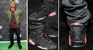 Vince Staples - Vince Staples got more staples than his last name implies. He wore a pair of infrared Air Jordan 6's, which are a staple in the hip hop footwear pantheon.&nbsp;If you like these, check out similar styles at&nbsp;JimmyJazz.com/BET.&nbsp;Get 10% off &amp; free shipping through Nov.15th. Use promo code BET1. Some exclusions apply.(Photos: Getty Images for BET)