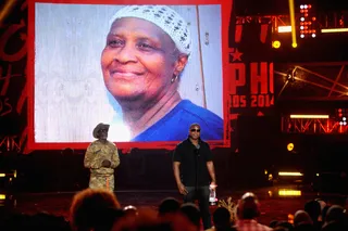 More Than One Honoree - He also revealed that his mother, Mrs. Arlene, passed away five weeks ago and launched into a passionate speech about her influence. He even played a recording of her saying, "Hi everyone, my son Doug E. has something he wants to tell you." Doug E. later elaborated on that recording by saying, "If it wasn't for hip hop I don't know where I'd be." (Photo: Brad Barket/BET/Getty Images for BET)