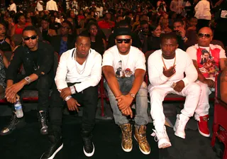 In the Mix  - Snootie Wild, Yo Gotti, J-Doe, O.T. Genasis and Spliff Star get snapped between takes.   (Photo: Johnny Nunez/BET/Getty Images for BET)