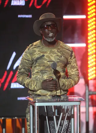 Hip Hop's Boardwalk Emperor - Actor Michael K. Williams came out to present the I Am Hip Hop award to Doug E. Fresh. As he put it, Doug E. Fresh is part of hip hop's "pantheon of greats" — something that no one will deny.(Photo: Brad Barket/BET/Getty Images for BET)