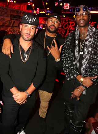 Drama and Company - DJ Drama, Mike WiLL Made It and 2 Chainz pose during the BET Hip Hop Awards 2014.    (Photo: Johnny Nunez/BET/Getty Images for BET)