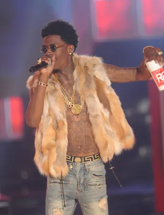 The Good Homie - Rich Homie Quan took to the stage after Young Thug set it off for "Lifestyle." Rocking a fur vest, his flamboyance was respected as much as his performance abilities. (Photo: Brad Barket/BET/Getty Images for BET)&nbsp;