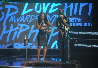 Keys to the Porsha - Porsha Williams and Uncle Snoop shared some banter before presenting the next performance. Snoop's reaction when he saw Porsha: "Geezus Gawd." Must be nice to be a housewife in Atlanta. (Photo: Brad Barket/BET/Getty Images for BET)&nbsp;