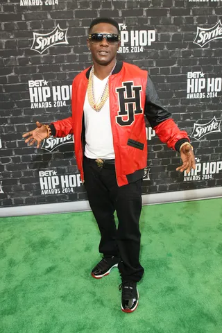 Lil Boosie Gets Live  - Lil Boosie is red, black and white all over.(Photo: Bennett Raglin/BET/Getty Images for BET)&nbsp;