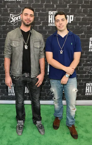 Worldstar!  - Daniel Cotton (L) and Javier Sang of Worldstar Hip Hop step out on the green carpet.    (Photo: Bennett Raglin/BET/Getty Images for BET)