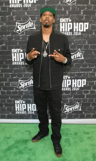 Chevy Woods Dressed in All Black  - Chevy Woods chucks deuces in all black. (Photo: Bennett Raglin/BET/Getty Images for BET)&nbsp;