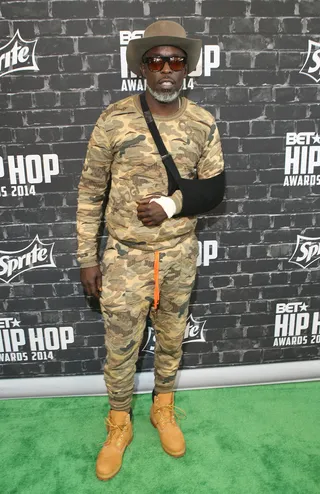 Michael K. Williams in Camo  - Michael K. Williams is decked out in camo. (Photo: Bennett Raglin/BET/Getty Images for BET)&nbsp;