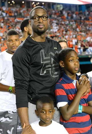Parenting to Inspire&nbsp; - In 2011, Dwyane Wade was the recipient of the National Fatherhood Initative's Fatherhood Award. While being a dedicated, responsible and committed father is expected; Wade understands his platform as a public figure and used the acceptance of this award to emphasize being an example to fathers everywhere.&nbsp;&nbsp;(Photo: Ron Elkman/Sports Imagery/Getty Images)