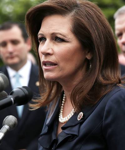 There She Goes Again - Everybody knows Rep. Michele Bachmann&nbsp;(R-Minnesota) hates Obamacare, but is she calling the president a drug dealer? In an interview with the conservative Web site WorldNetDaily, she said, “President Obama can’t wait to get Americans addicted to the crack cocaine of dependency on more government health care.”(Photo: Alex Wong/Getty Images)