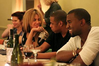 Eyes on the Prize - Beyonce spotted spendig some quality time with her husband and Kanye.&nbsp;(Photo: Courtesy of Life + Times)