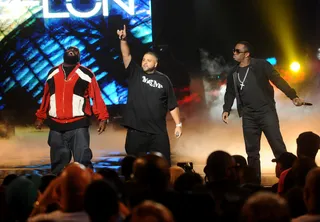 2 Legit 2 Quit October 2, 2010 - DJ Khaled, Rick Ross and Sean Diddy Combs come together on stage at 2010 BET Hip Hop Awards for an epic medley of &quot;BMF&quot; and &quot;MC Hammer.&quot; To top it off, MC Hammer hits the stage for a throwback performance of &quot;2 Legit 2 Quit.&quot;&nbsp;(Photo: Brad Barket/PictureGroup)