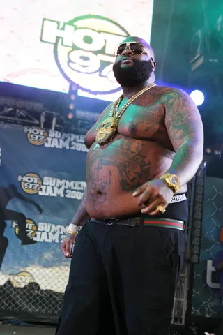 Summer Jammin'June 5, 2011 - Earlier this month, Rick Ross performs at the annual Hot 97 Summer Jam concert at Giants Stadium in New Jersey. Next stop? L.A.'s Shrine Auditorium for the BET Awards! Make sure you tune in on June 26 at 8P/7C. (Photo: PNP/WENN)