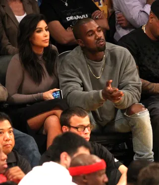 Date Night - Kanye West and wife Kim Kardashian&nbsp;enjoy the Los Angeles Lakers season opener against the Houston Rockets at the Staples Center in Los Angeles.(Photo: London Entertainment /Splash)