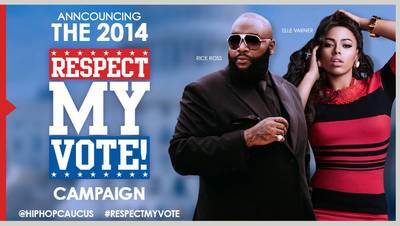 Rick Ross and Elle Varner - Today is Election Day! Many celebrities have joined campaigns in the past few months to encourage folks to head to the polls.&nbsp;Rick Ross and Elle Varner are this year's Respect My Vote campaign ambassadors. Take a look at other celebs who want us to go vote.(Photo: 2014 Respect My Vote!)