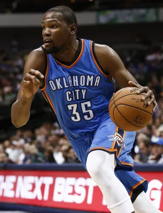 Can Kevin Durant Lead Thunder Past Spurs? - We know that Kevin Durant is scheduled to miss up to eight weeks of action coming off surgery for his fractured right foot. What would be incredible is if KD returns to threaten for his second straight MVP award and if his Oklahoma City Thunder can again challenge the San Antonio Spurs for the Western Conference crown. Definitely a storyline to follow this season.(Photo: AP Photo/Jim Cowsert, File)