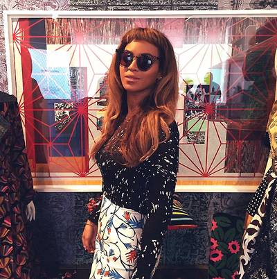 Beyonce, @beyonce - Still mixing prints with an incredibly short bang, Beyonce is still walking the streets of Europe with a new style. Interesting, Bey.&nbsp;  (Photo: Beyonce via Instagram)