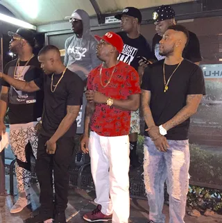 Curious - "OK, OK, 30 b***h / I sit over everybody 12 gauge bluka, bluka, bluk, blast everybody / As far as talent go, T.I.P. don't get mad when I find it." — "Err-body"&nbsp;(Photo: Young Dro via Instagram)