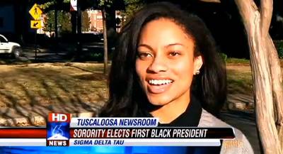 University of Alabama Sorority Elects First Black President - The University of Alabama sorority system continues to right its wrongs with its segregated past. Sigma Delta Tau, a historically Jewish sorority, has elected their first Black president, Hannah Patterson. The 22-year-old has been a member of the organization for a year and doesn’t believe race played a role in her being elected. Several of the school’s sororities were called out previously for allegedly banning Black applicants.&nbsp;(Photo: FOX News 6)