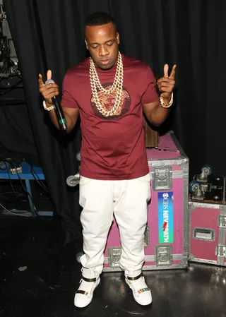 Gotti's Got It - Recording artist and Memphis native Yo Gotti peps himself up for his performance on 106. (Photo: Bennett Raglin/BET/Getty Images for BET)