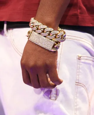 Diamonds and Gold - A close-up shot of Yo Gotti's bracelet on 106. (Photo: Bennett Raglin/BET/Getty Images for BET)
