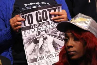 Making Headlines - A live audience member holds up Yo Gotti's concert poster on 106 &amp; Park. (Photo: Bennett Raglin/BET/Getty Images for BET)