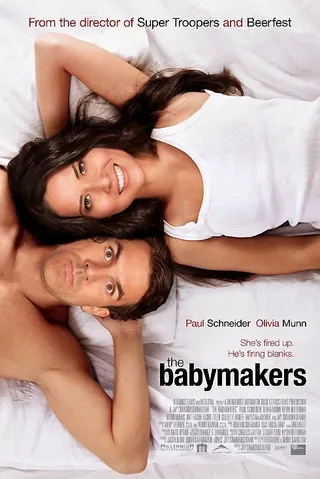 Babymakers&nbsp;— August 3 - A desperate man (Paul Schneider) hires a thief to rob a sperm bank where he made a deposit years ago when he and his wife (Oliva Munn) have problems getting pregnant. Also stars Aisha Tyler and Wood Harris.(Photo: Alliance Films)