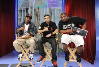 We In Here - Freestyle Friday judges Sound Mob and DJ Jamal Smallz at 106 &amp; Park, July 27, 2012. (Photo: John Ricard / BET)