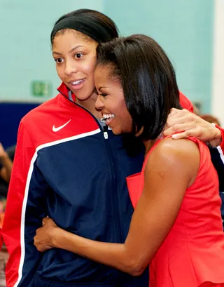 Hugging It Out - Obama meets members of the 2012 Team USA at the University of East London.&nbsp; (Photo: Adam Jacobs/Getty Images)
