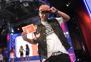 Celebration! - W.O.W. winner Cam Cam celebrates his victory at 106 &amp; Park, July 25, 2012. (Photo: John Ricard / BET)