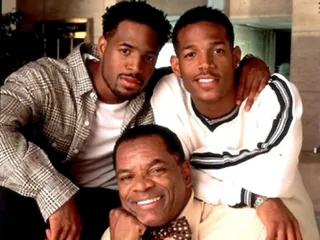 John Witherspoon - On The Wayans Bros., John Witherspoon's Pops Williams — with his ill-fitting paisley shirts and large, loud-colored bow ties — guided his sons (played by Shawn and Marlon Wayans) with humor and down home wisdom.(Photo: The WB)