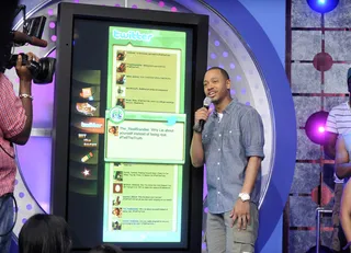 Check the Board - Terrence J checks out the Twitter topic #TellTheTruth at 106 &amp; Park, July 24, 2012. (Photo: John Ricard / BET)