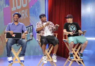 Get Hyphie - Freestyle Friday judges Datwon Thomas, Cassidy and Jin at 106 &amp; Park, July 20, 2012. (Photo: John Ricard / BET)