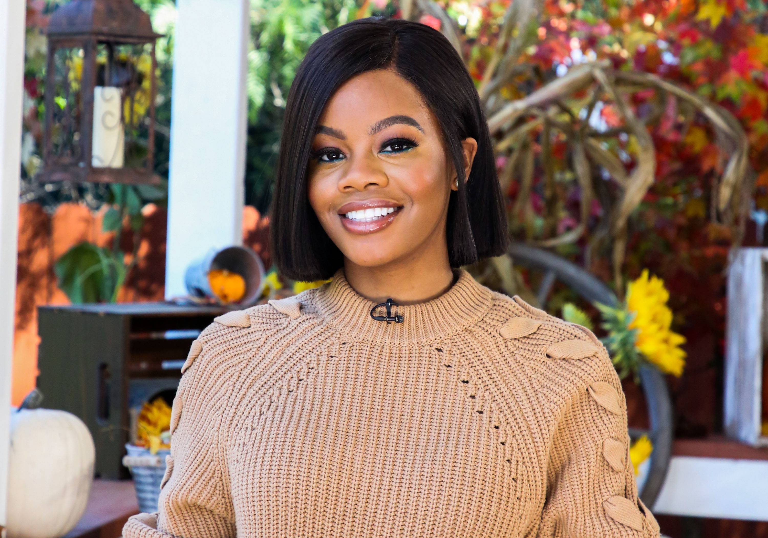 UNIVERSAL CITY, CA - OCTOBER 18:  Actress / Olympic Athlete Gabby Douglas visits Hallmark's "Home & Family" at Universal Studios Hollywood on October 18, 2018 in Universal City, California.  (Photo by Paul Archuleta/Getty Images)