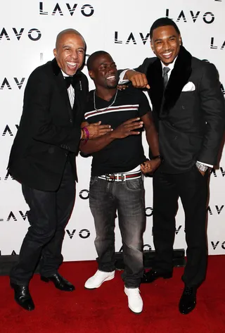 Birthday Boy - Kevin Liles and Kevin Hart show Trey Songz some love on the red carpet of Trigga Trey's 27th birthday celebration at LAVO Nightclub at the Palazzo Resort and Casino in Las Vegas. (Photo: Judy Eddy/WENN.com)