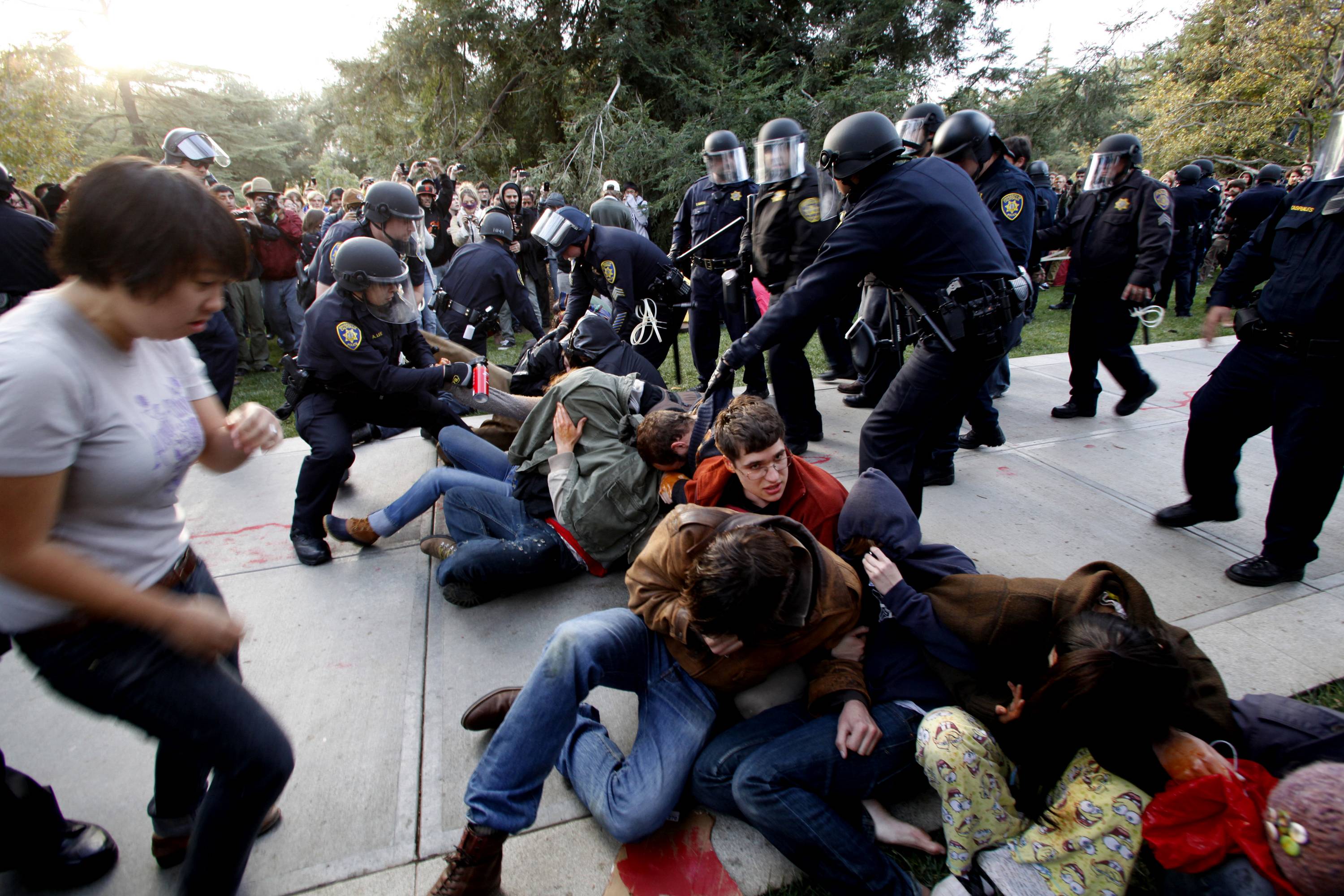 Investigation Launched After Police Pepper Spray Occupy Protesters&nbsp; - The president of the University of California college system plans to review law enforcement procedures on all 10 campuses after Occupy protesters were doused with pepper spray by campus police on Nov. 18. Two officers were placed on administrative leave in the incident.(Photo: AP Photo/The Enterprise, Wayne Tilcock)