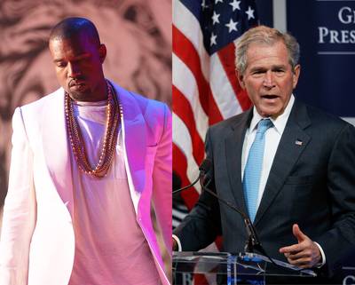 Kanye Burns Bush - Kanye bravely said exactly what many of us were already thinking when he shocked the nation by announcing, &quot;George Bush doesn't care about black people&quot; at a 2005 telethon raising money for Katrina victims. Mike Myers was stunned, but most of us were cheering.(Photo by Chris Hyde/Getty Images)