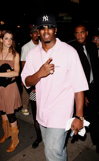 Diddy (2005) - The trendiest man in showbiz rocks a pastel pink polo at the Lamb By Gwen Stefani Spring 2006 fashion show during Olympus Fashion Week.&nbsp;(Photo: Mat Szwajkos/Getty Images)