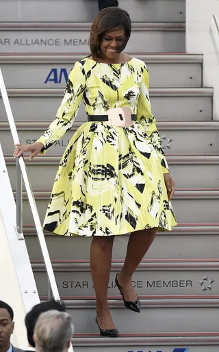 Michelle Obama - Don't you just love our FLOTUS? She’s got brains and beauty. But let's just have a moment for this Kenzo creation she completely slayed in Tokyo.(Photo: EPA/FRANCK ROBICHON /LANDOV)