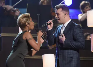 'Stay With Me' by Sam Smith and Mary J. Blige - This lovely duet set the mood for Mark and Zach; Kara and Gael; and Mary Jane and Sheldon's respective tender moments.(Photo: Larry Busacca/Getty Images for NARAS)