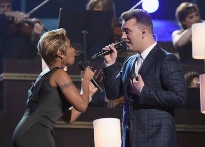 'Stay With Me' by Sam Smith and Mary J. Blige - This lovely duet set the mood for Mark and Zach; Kara and Gael; and Mary Jane and Sheldon's respective tender moments.(Photo: Larry Busacca/Getty Images for NARAS)