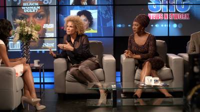 The 'Ugly Black Woman' Discussion - Mary Jane convinced the powers that be at SNC to allow her to revisit the infamous Psychology Today story where the author tried to prove that Black women are scientifically less attractive. Peep our girls Michaela Angela Davis and India.Arie representing!   (Photo: BET)