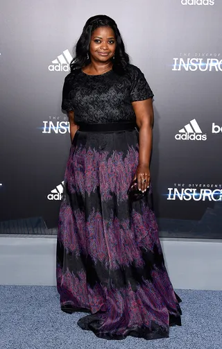 Insurgent Diva - Octavia Spencer looked regal in purple as she attended the New York premiere of&nbsp;The Divergent Series: Insurgent&nbsp;at Ziegfeld Theater.  (Photo: Larry Busacca/Getty Images)
