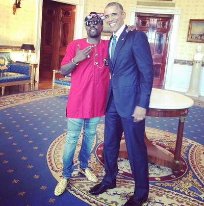 D.C. Thing - Mr. Folarin stopped by the Oval Office last month to perform and speak to college-bound students as part of first lady Michelle Obama's Beating the Odds Summit. While there, he and the prez connected and he told Twitter,&nbsp;&quot;Thank you for havin me. Wasn't planning on meeting with 'the man' but it was a pleasant surprise.&quot;(Photo: Wale via Instagram)