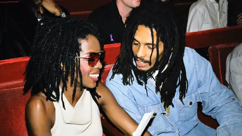 Lauryn Hill and Rohan Marley during 1999 MTV Video Music Awards at Lincoln Center in New York City, New York, United States. 
