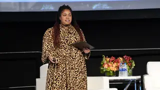 BOSTON, MASSACHUSETTS - DECEMBER 11: Author Angie Thomas speaks on stage during the Opening Night, Massachusetts Conference For Women 2019 at Boston Convention Center on December 11, 2019 in Boston, Massachusetts. (Photo by Marla Aufmuth/Getty Images for Massachusetts Conference for Women 2019)