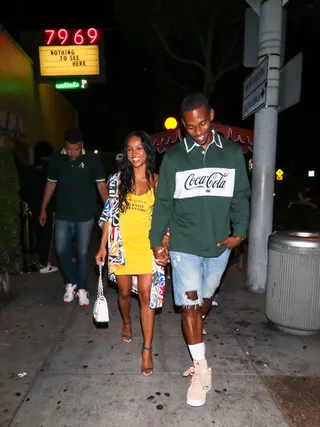 Karrueche and Victor Cruz - This couple always looks so happy! Karrueche and Victor Cruz were all smiles as they stepped out in L.A. for a date night&nbsp;(Photo: gotpap/Bauer-Griffin/GC Images).