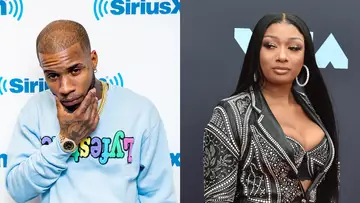 Megan Thee Stallion and Tory Lanez on BET Buzz 2020.